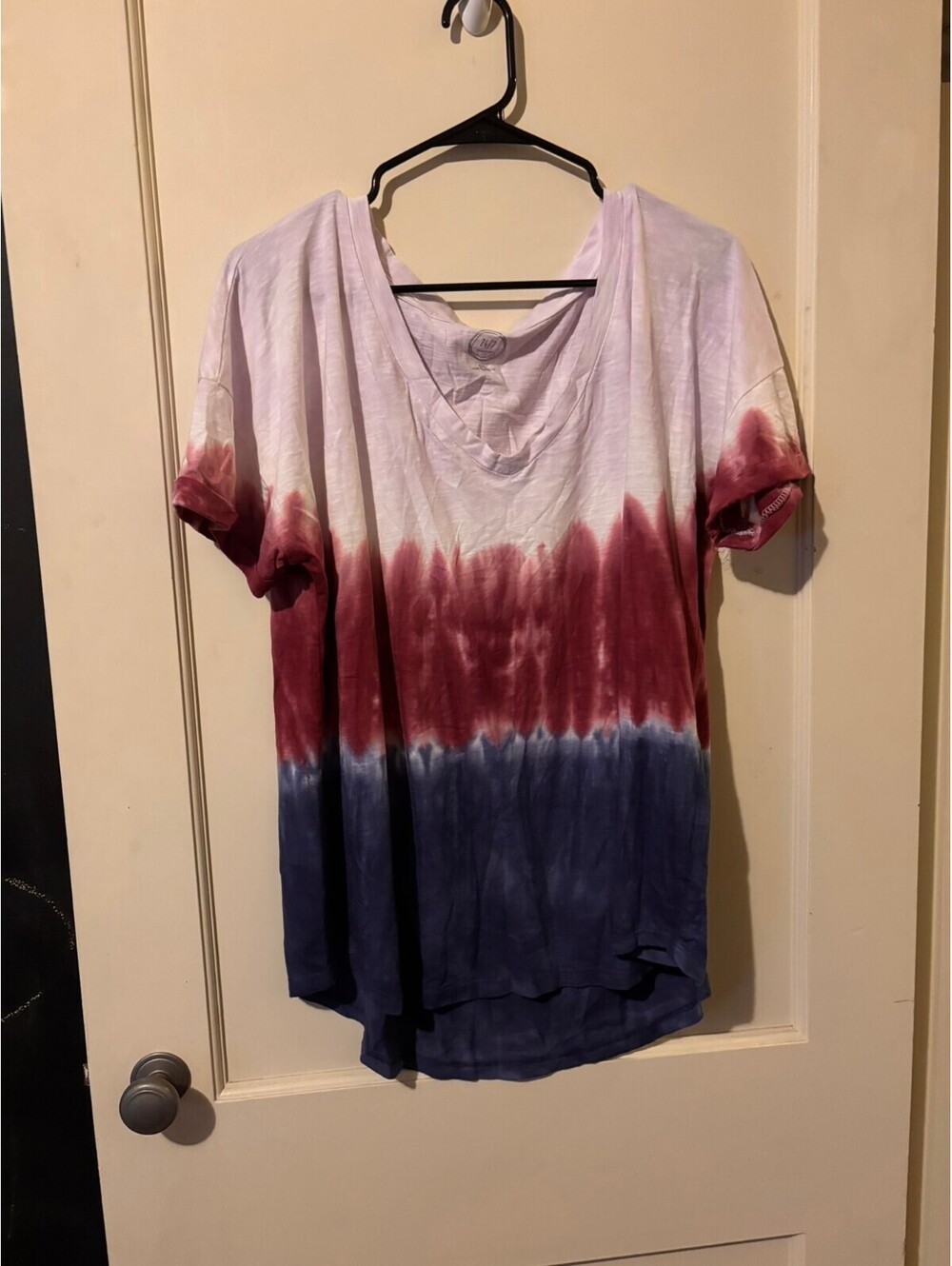 24/7 White Burgundy Blue Tie Dye Short Sleeve Tee XXL
